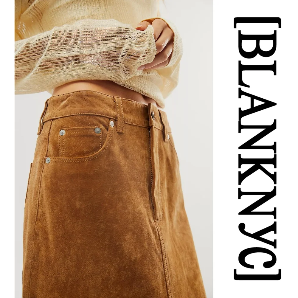 BlankNYC × Free People -Suede Midi Skirt- Tan - Size 24 - Picture 7 of 12